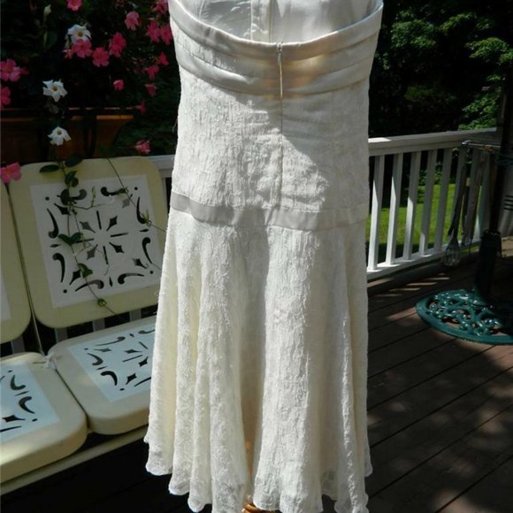 Zac Posen Textured Ivory Silk Chiffon Knee Length Cocktail Halter Dress, Size 2 - Picture 12 of 12